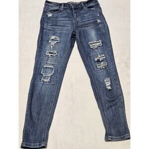 Vanilla Star Jeans Juniors 11 Mid Rise Skinny Jeans Distressed Faded Stretch